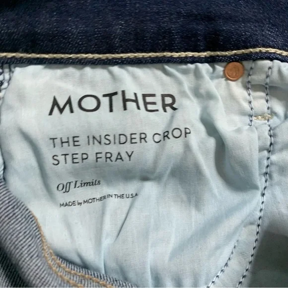 Mother Womens The Insider Crop Step Fray off limits blue 26